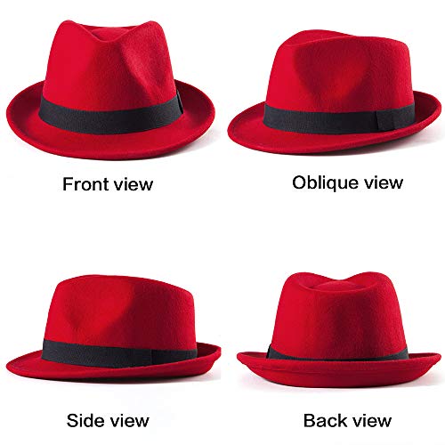 Image of LADYBRO Straw Trilby Fedora Hat for Men Women 1920s Wool Felt Panama 7 1 /4
