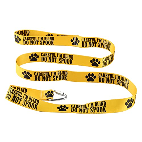 Visual Impairment Dog Leash - Careful I'm Blind, Do Not Spook - Walking Training Leash for Pet Owners (Careful I'm Blind-YE)