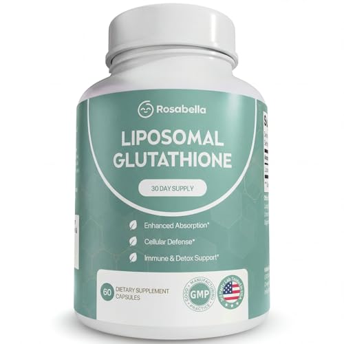 Rosabella Liposomal Glutathione 500mg High Absorption Glutathione Supplement Antioxidant Support Cellular Health & Detox Support 60 Capsules 30 Day Supply Daily Antioxidant Capsules