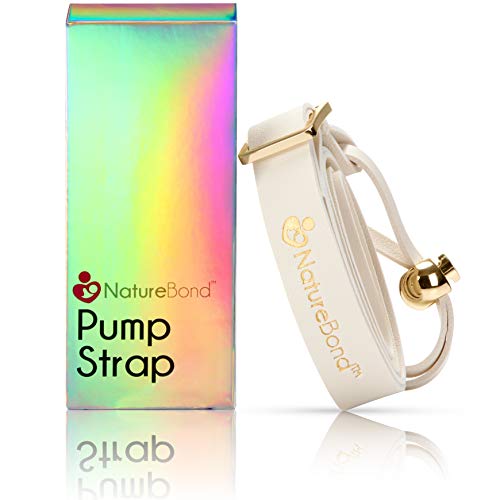 NatureBond Pump Strap Lanyard for Manual Silicone Breast Pump/Breastfeeding/Breastmilk Saver - PU Leather Ivory Color in Hologram Gift Box