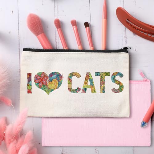 Image of Frienda 50 Pcs Canvas Zipper Pouch Bulk Gift Small Blank Pouch Makeup Bag Cosmetic Toiletry Bag Appreciation Gift for DIY Craft Projects Employee Coworkers Staff Team(Pink, Beige)