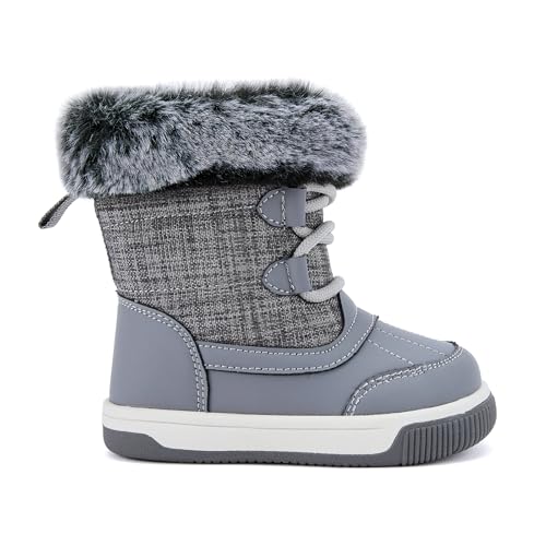 BMCiTYBM Toddler Boy Girl Snow Boots Waterproof Winter Warm Shoes Baby High Top Nonslip Lightweight Outdoor Sneakers for Cold Weather (Infant/Toddler)4