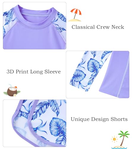 Image of Vogseek Girls Rash Guard Swimsuits 2 Piece Bathing Suit UPF 50+ Summer Swimwear Size 7-12T
