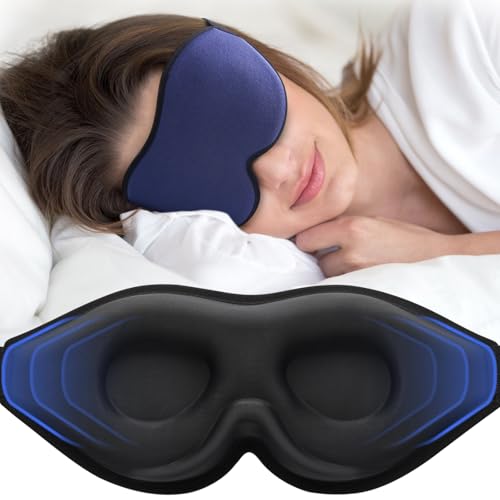 INNELO Maschera 3D per dormire sul fianco, blocco della luce al 100%, comodi occhiali da notte per uomini e donne, sacchetti di memoria e tappi per le orecchie, maschera per gli occhi per viaggi in