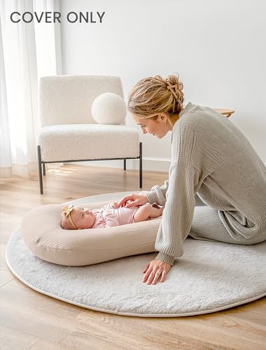 Image of Termichy Baby Lounger Cover Muslin: Soft Cotton Slipcover for Snuggle Me Lounger - Removable & Machine Washable for Daily Use - Zipper-Free & Skin-Friendly for Newborn Girls and Boys