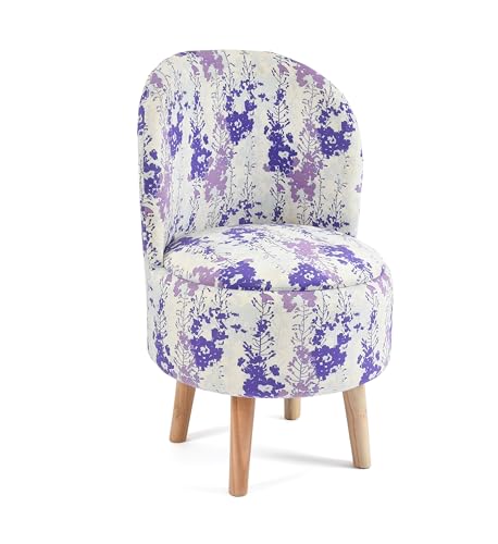 Image of NACIA Velvet Printed Ottoman Chair with Stool Combo | Dressing Table Chair for Bedroom Makeup Room Decor | Modern Upholstered Ottoman with Wooden Legs for Living Room & Home (18x18x32 Inches, White)