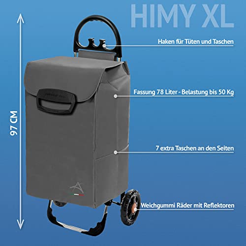 Einkaufstrolley XL Himy Einkaufsroller in grau mit 78L - Trolli Handwagen mit leisen Gummi Rädern bis 50kg inkl… – Bild 3