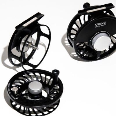 Swing Fly Fishing Reel - Full Cage/Frame - Large Arbor - Fully CNC Machined 6061-T6 with Satin Black Anodized Finish