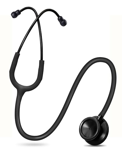 Image of FriCARE Dual Head Stethoscope - Stethoscopes for Nurses, Medical Nursing Students, Paramedics /EMT /LVN /VNA Backup Estetoscopio, Matte Black Tube & Chestpiece Finish