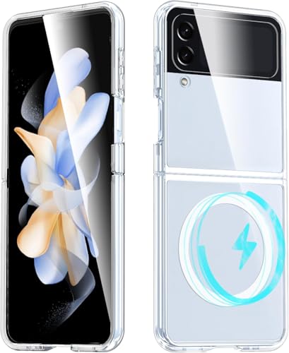 NISHTECH Silicone for Samsung Galaxy Z Flip 3 5G Magnetic Transparent Case | Shock Proof Design & Camera Protection | Magsafe Wireless Charging Case | Sleek Hard Crystal Cover - Clear Back
