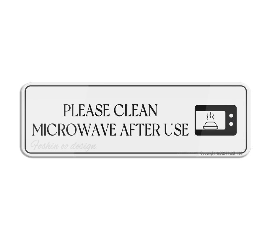 Please Clean Microwave After Use Wall Or Door Sign 10 X 3 Inch With Symbols Self-Adhesive For Restaurant Salons Hotel Motel Rest Stops Public Restrooms