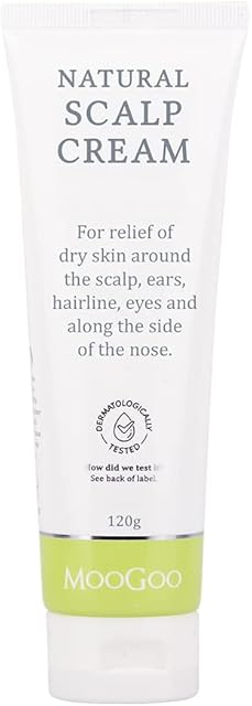 MooGoo Scalp Cream - A natural moisturizing cream to relieve dry skin around the scalp, ears, hairline, eyes & nose - helps soothe red, itchy, crusty skin. Suitable for all ages, including newborns.