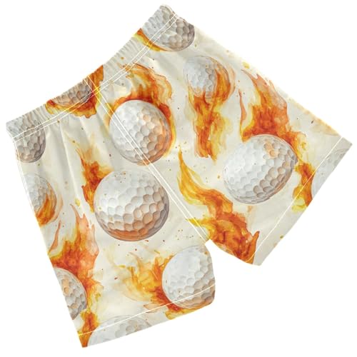 Pigsaly Boys' Swim Board Shorts Watercolor White Golf Balls Red Fire Boy's Swim Trunks Kids Swimwear 4T2