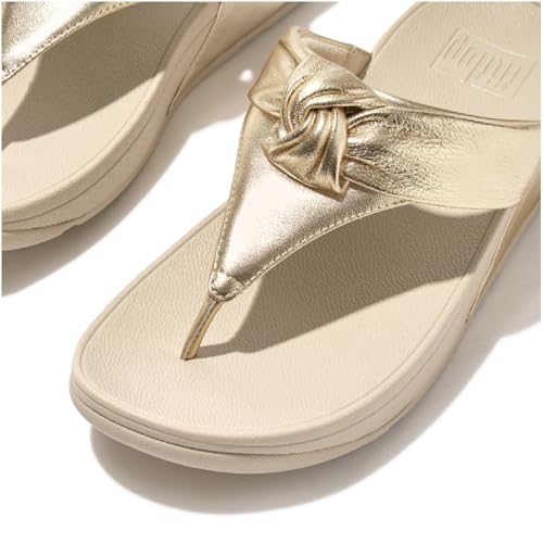 Image of FitFlop womens Lulu Padded-knot Metallic-leather Toe-post Sandals