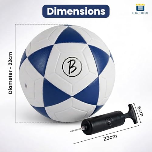 Image of Btag Football with Pump | Rubber Moulded Training & Match Ball | Suitable for All Age Groups | Outdoor Waterproof | for Ground, Grass & Turf (Blue)