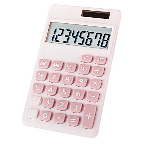 calculator batteries - Seaciyan Mini Calculator, Battery and Solar Dual Power Desktop Calculator with 8-Digit LCD Display for Home School Kids and Office (Pink)