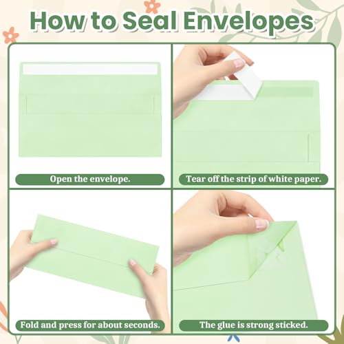 Image of 50 Pcs #10 Colorful Envelopes Letter Size Self Seal, Business Envelopes