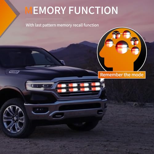 Image of Nilight 8PCS LED Strobe Lights 12V 24V Amber White Sync Feature Ultra Slim | Red White 12 LED Emergency Hazard Warning Lights Flashing Warning Mini Surface Mount Grille for Cars Truck Camper trailer SUV