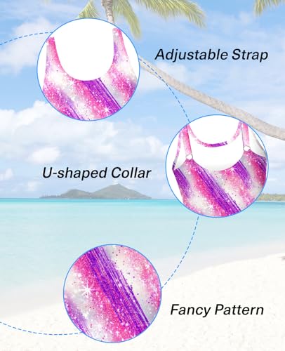 Image of Yousie Girls Swimsuit One Piece Tropical Kids Bathing Suit Swimwear Adjustable Swim Dress 5-9 Years
