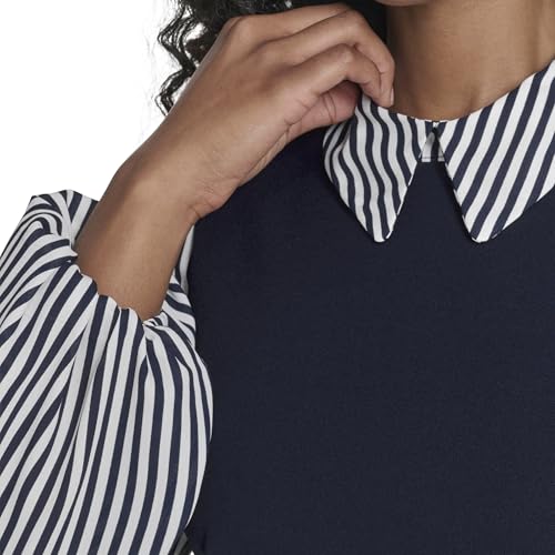 Image of Tommy Hilfiger Women's Long Sleeve Collared Peter Pan Shift Mini Dress