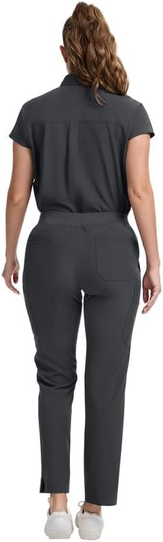 Kitmaz Women's Scrub Set - Convertible Mandarin/V-Neck Top & Straight Pants, 13 Pockets, Wrinkle & Splash Resistant Fabric - Image 2