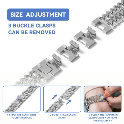 Image of Gold Watch Bands for Women Compatible with Apple Watch Band 38mm 40mm 41mm 42mm 44mm 45mm 46mm 49mm Adjustable Metal Band Cowboy Steel Chain Bracelet for iWatch Series1 /2 /3 /4 /5 /6 /7 /8 /9 /10 /11 /SE