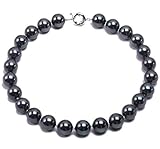 Impresionante collar de perlas negras de 20 mm, fabricado con perlas de alta calidad para condimentos de condimentos.