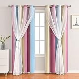 Pocass 2 Panels Star Curtains for Girls Kids Bedroom, Light Blocking Princess Star Cut Out Curtain,...