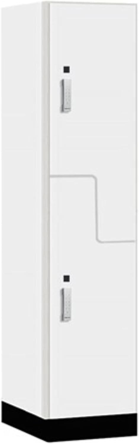 Salsbury Industries 18" Wide Premier Wood Locker-Double Tier 'S' Style-1 Wide-6 Feet High-24 Deep-Arctic White-Silver Electronic Locks