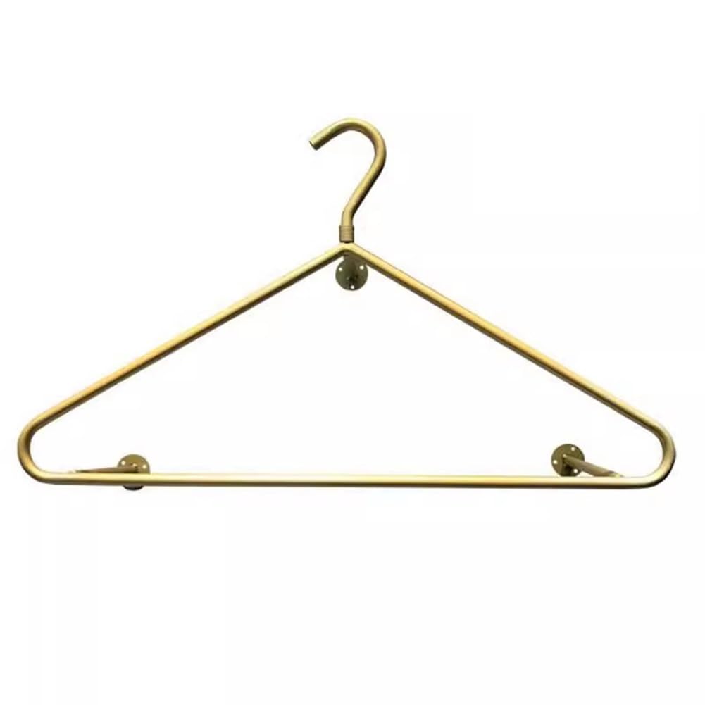HPTHLY Wall Mounted Metal Display Rack, Unique Clothes Display Rack, Women'S And Children'S Clothing Shelves, For Retail Stores Window Hanging Garment Racks (Gold-80X57Cm)
