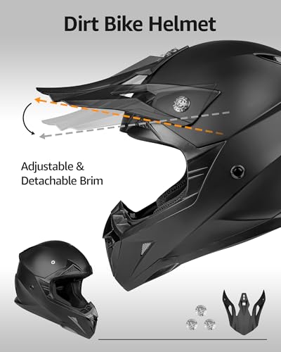 Image of YEMA Adults Dirt Bike Helmets, Ventilated Motocross ATV Dirtbike Offroad BMX MX Helmets, DOT Approved Motorcycle Helmets, YM-915, Black