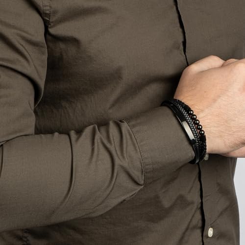 Image of SERASAR Premium Leather Bracelet Men | Stainless Steel Magnetic Clasp | Three Colors | Jewelry Box Included