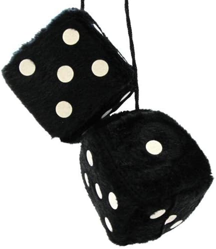 Black Fluffy Furry Dice - Hang in Car - Car Accessory