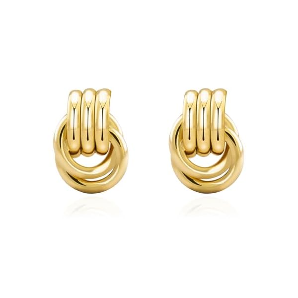 Chunky Small Knot Earrings Gold Silver Geometric Earrings for Women Dainty Gold and Silver Plated Dangle Drop Earrings Hypoallergenic and Lightweight Fashion Trendy Jewelry Gifts
