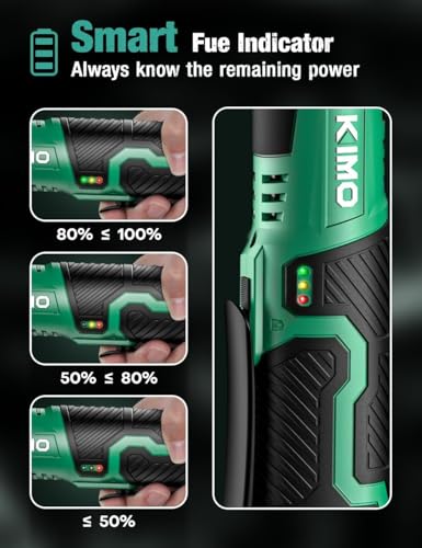 Image of KIMO Extended Cordless Ratchet Wrench 3 /8 inch Set, 400RPM 40Ft-Lbs 4-Inch Long Neck Electric Ratchet Wrench w /Variable Speed, 7 Sockets & 1 /4 inch Adapter, 12V Power Ratchet Wrenches w / 2x2.0 Ah Batteries