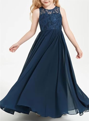Chiffon Flower Girl Dresses for Wedding Girls Lace Appliques Junior Bridesmaid Dress Birthday Party Pageant Gown2