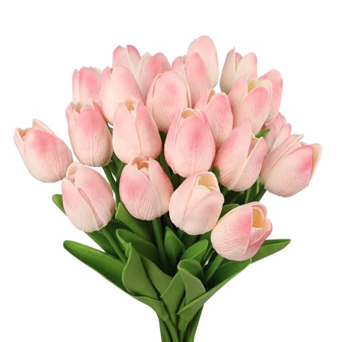 N&T NIETING Lot de 12 Tulipes artificielles Roses avec Touche réaliste pour Bouquet de Mariage, Saint-Valentin, fête des mères, décoration de la Maison