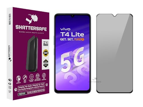Image of Anti-Spy Privacy Tempered Glass Compatible For Vivo T4 Lite 5G [Pack of 1]. 9H Hardness, Anti-Scratch, Edge-to-Edge Protection With Easy Installation Kit & Case Friendly Fit.