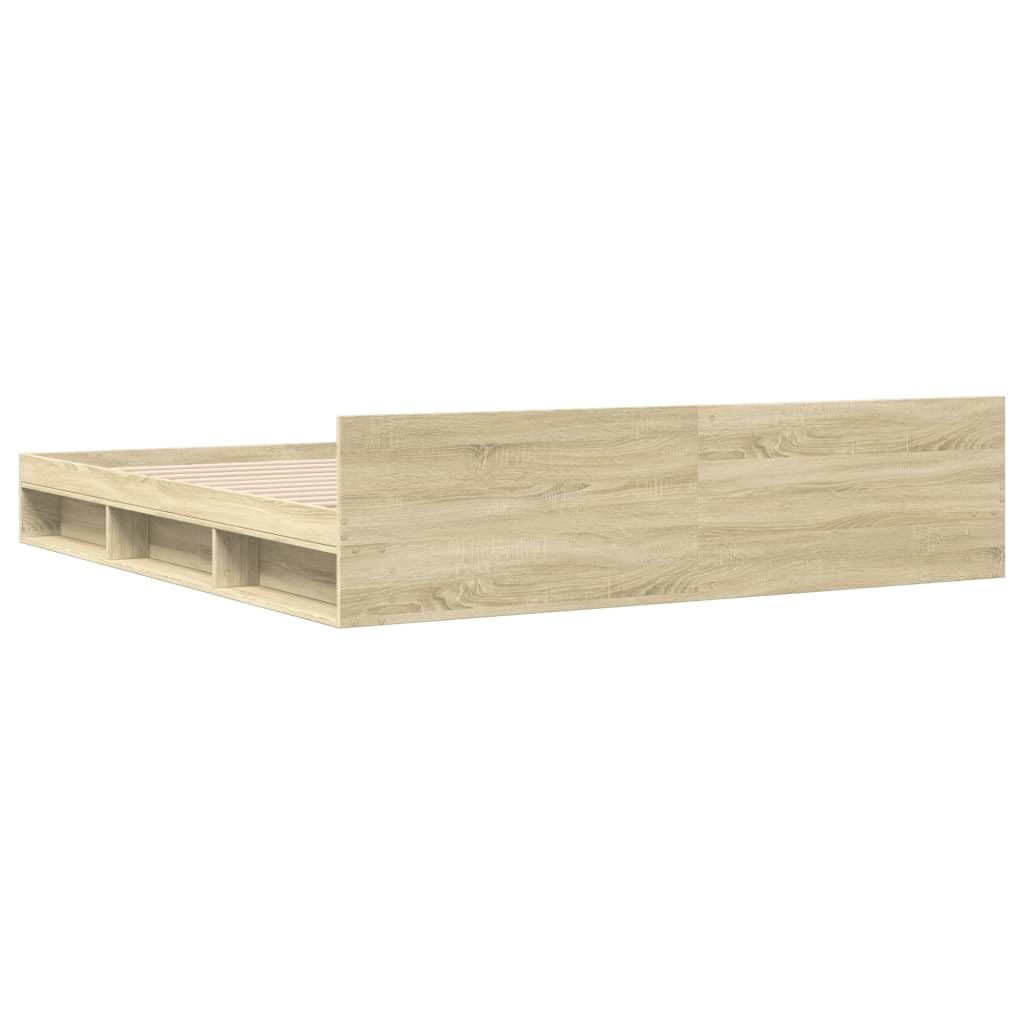 Bett 180x200 mit Schubladen und lattenrost Holzbett mit Stauraum Bettgestell mit Kopfteil Doppelbettgestell Jugendbett-Sonoma Eiche-180 x 200 cm