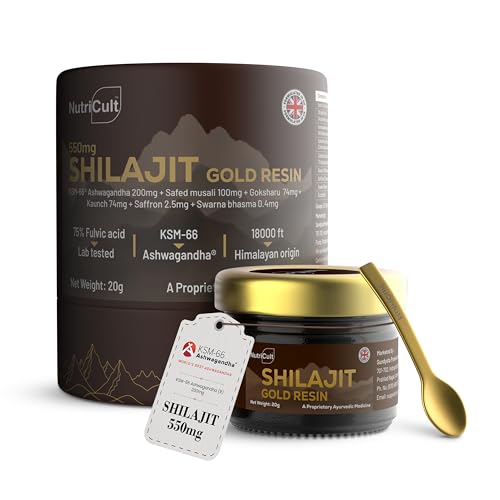 Image of Shilajit Gold Resin For Men & Women | With KSM-66 Ashwagandha, Safed Musli, Gokshura & Saffron | Shilajit For Men | Supports Muscle Recovery, Energy, Stamina, Vitality | 20 Gram (Pack of 1)