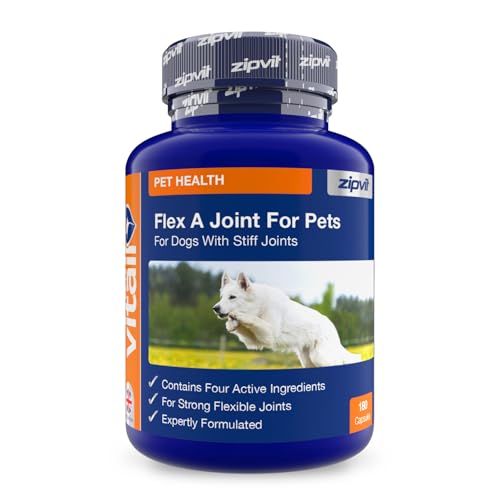 Zipvit Flex A Joint Dog Joint Supplements Glucosamine for Dogs with Chondroitin MSM & Vitamin C | Hip & Joint Support for Active & Aging Dogs 180 Split & Pour Capsules