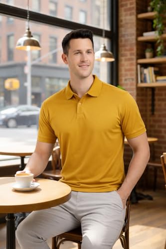 Image of Men's Plain Polo Neck T-Shirt | Comfortable | Stylish Casual & Smart Wear | Half Sleeve | Regular Fit