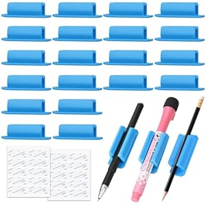 BOBOKA 20Pcs Pencil Holder for Desk, Adhesive Pen Holder for Classroom Clipboard Attachment, Silicone Pencil Holder & Marker Holder for School Office Desk Accessories, Teacher Supplies