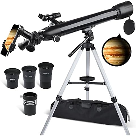 Telescopes for Adults Astronomy, 70mm Aperture 700mm AZ Mount Astronomical Refracting HD Telescope for Kids Beginners Telescope with Nylon Bag, Adjustable Tripod, Phone Adapter Cover