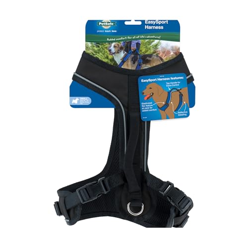 PetSafe EasySport Dog Harness, Adjustable Padded Dog Harness with Control Handle and Reflective Piping, From the Makers of the Easy Walk Harness, Black, Small (ESPH-S-BLK)