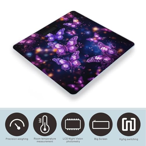 Báscula de baño digital con diseño mariposa y cristal templado miniatura 3