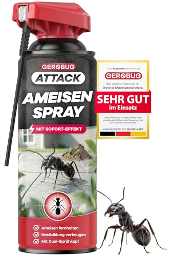 GEROBUG Ameisen-Spray 500ml - Ameisenspray für Innen & Außen mit Sofortwirkung - Ameisenmittel gegen Ameisen im Haus & Garten mit Langzeitwirkung