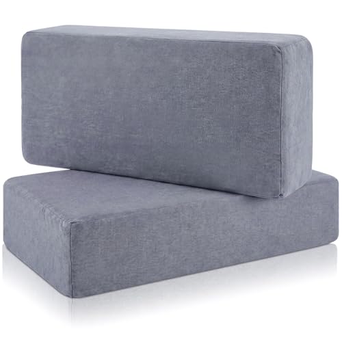 Batiyeer 2 Pcs 100% Cotton Cube Square Pillowcase Regular Size 24 x 12 x 5.5 Inches Dark Gray Rectangle Hidden Zipper Pillow Cover French Pillow Sham Breathable Soft Durable Washed Gift Hotel Home