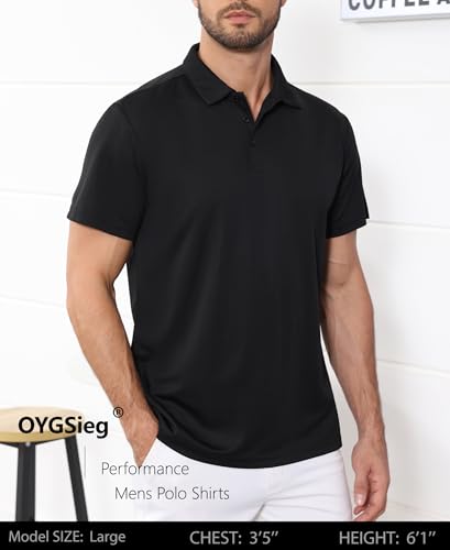OYGSieg 5 Pack Polo Shirts for Men Quick Dry Short Sleeve T-Shirts Performance Mens Golf Shirts for Work Athletic2