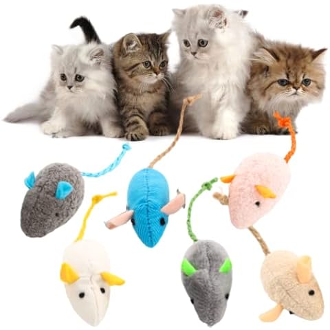 HOTANJI 6 Pcs Cat Toys Catnip Mouse Toys Animal Toys for Indoor Kitten Toys Simulation Catnip Soft Toy for Cat Playing Chewing Teeth Cleaning Cover